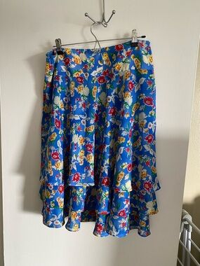 Ralph Lauren Blue Floral Ruffle Skirt